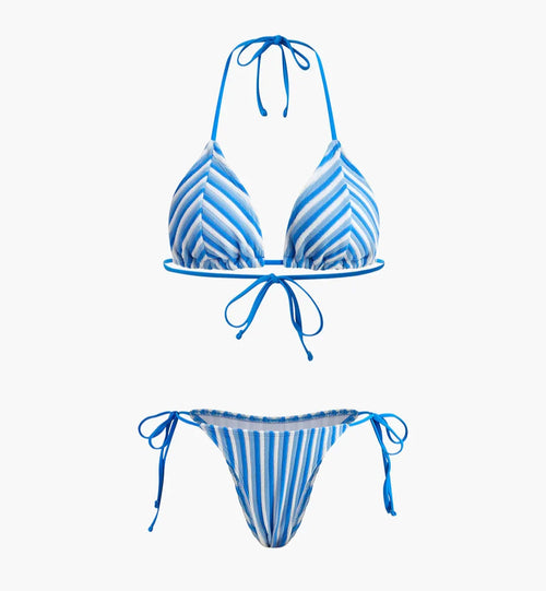 Bikini triangular Azzelia de rayas azul y blanco