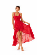 Bañador Rosaria halter rojo con volantes y falda